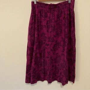 VTG Carole Little 90s Pull On Pink Black Paisley Full Midi Skirt Sz. M Grunge